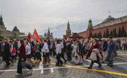 A joining ceremony for the Pioneer Organization at the Red Square in Moscow