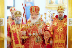 Освящение патриархом Кириллом Благовещенского собора в Воткинске