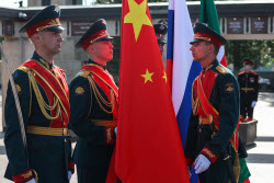 Chinese delegation in Victory Park in Kazan, Russia