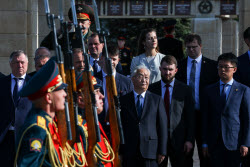 Chinese delegation in Victory Park in Kazan, Russia