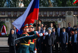 Chinese delegation in Victory Park in Kazan, Russia
