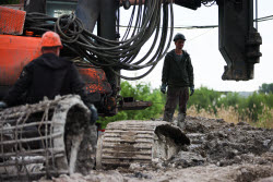 Bridge over Lugan River under construction in Lugansk