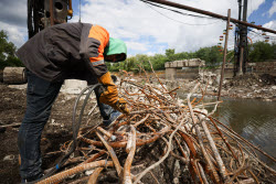 Bridge over Lugan River under construction in Lugansk