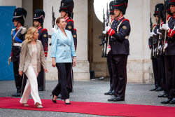 Giorgia Meloni Receives Mette Frederiksen In Rome, Italy - 22 May 2025