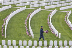 Flags placed on military veteran graves for Memorial Day in Brooklyn