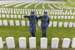 Flags placed on military veteran graves for Memorial Day in Brooklyn