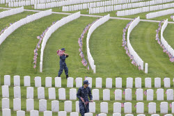 Flags placed on military veteran graves for Memorial Day in Brooklyn