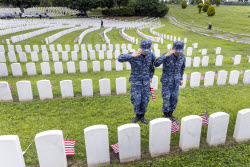 Flags placed on military veteran graves for Memorial Day in Brooklyn