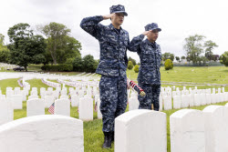 Flags placed on military veteran graves for Memorial Day in Brooklyn
