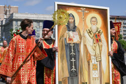 Religious procession marks Day of Slavic Literature and Culture in Novosibirsk, Russia