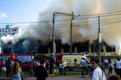 Fire hits shopping centre outside Moscow