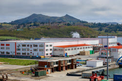 Krabozavodsk fish processing complex on Shikotan Island, Russia