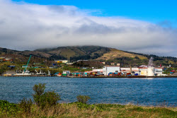 Krabozavodsk fish processing complex on Shikotan Island, Russia