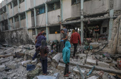 Aftermath of Israeli airstrike on school in Gaza city