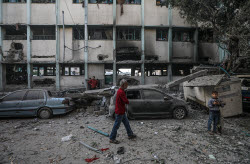 Aftermath of Israeli airstrike on school in Gaza city