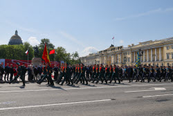 Flowers laid at Peter the Great monument in St Petersburg
