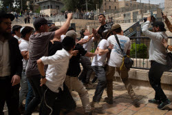 Far-Right Israeli Activists Clash with A Palestinian Man - Jerusalem