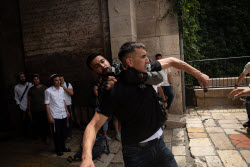 Far-Right Israeli Activists Clash with A Palestinian Man - Jerusalem
