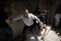 Far-Right Israeli Activists Clash with A Palestinian Man - Jerusalem