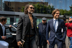 Russell Brand Arrives At Southwark Crown Court