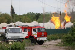 Последствия атаки БПЛА на газонакопительную станции в Енакиево в ДНР