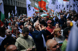 Protest rally against Bulgaria's euro adoption in Sofia