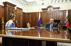 Russia's President Putin meets with Russia's Children's Rights Commissioner Lvova-Belova