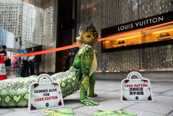 PETA demonstration outside of Hong Kong Louis Vuitton store