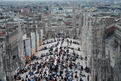 Milan, Many People At The Opening Of The Serate D' Incanto, Concert On The Terraces Of The Duomo
