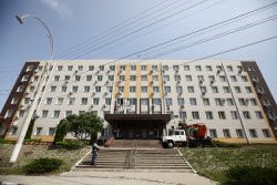 Damage from drone attack on Belgorod