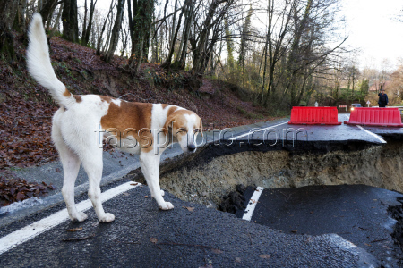 Landslide collapses road after heavy rains in Sochi