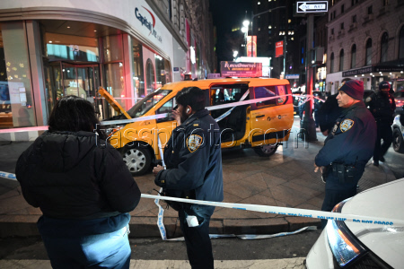 Numerous people struck by city of new york taxi in herald square manhattan new york city