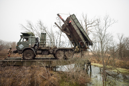 Russian troops build bridge crossing in special military operation zone