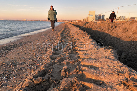 Anapa beach after oil spill clean-up