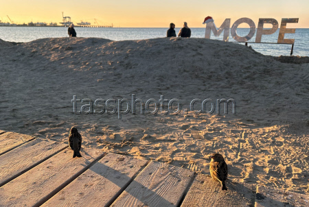 Anapa beach after oil spill clean-up