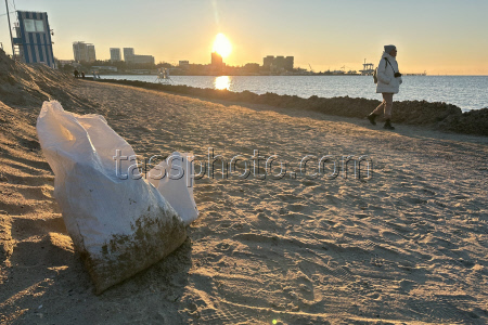 Anapa beach after oil spill clean-up