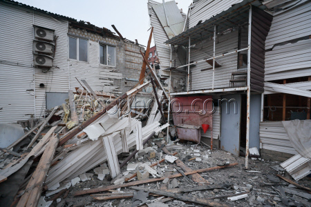 Damage from military strike on Donetsk, Russia