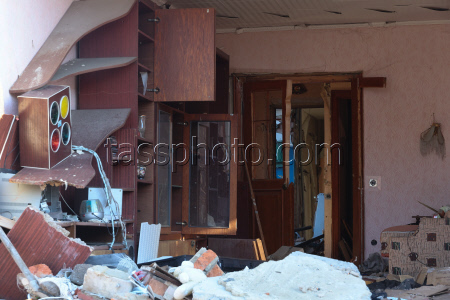 Damage from military strike on Tokmak, Zaporozhye Region