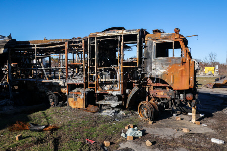 Damage from military strike on Tokmak, Zaporozhye Region