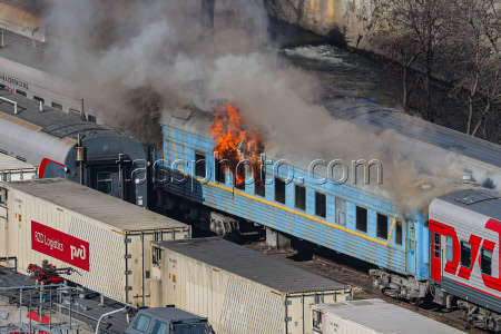 Train on fire in Rostov-on-Don, Russia