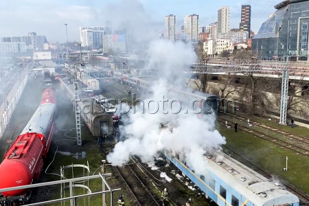 Train on fire in Rostov-on-Don, Russia