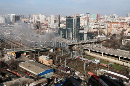 Train on fire in Rostov-on-Don, Russia