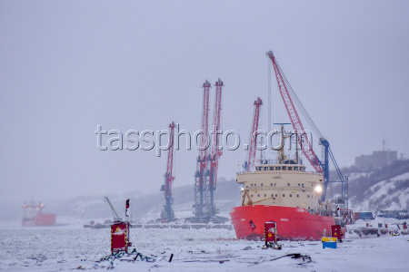 Dudinka Port in Krasnoyarsk Region, Russia