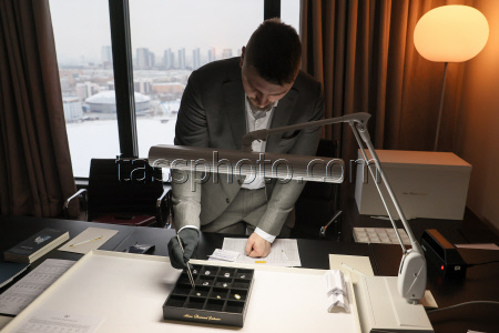 Collection of investment diamonds by Alrosa in Yekaterinburg, Russia