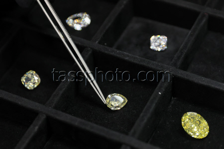 Collection of investment diamonds by Alrosa in Yekaterinburg, Russia