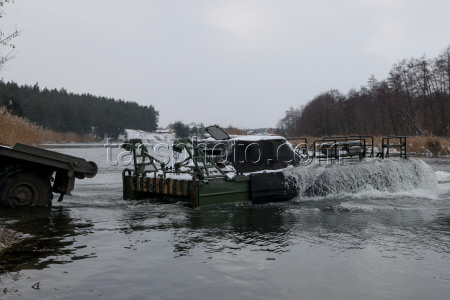 Russian servicemen build pontoon bridges in Kursk Region