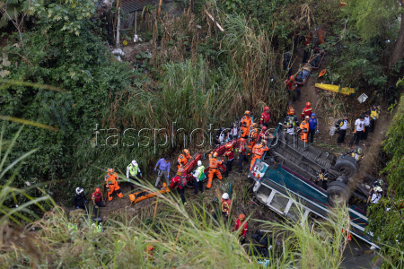 Several killed after a bus plunged off a highway bridge in Guatemala City