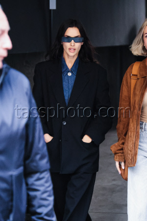 MFW - Irina Shayk arrives at Blumarine Fashion Show