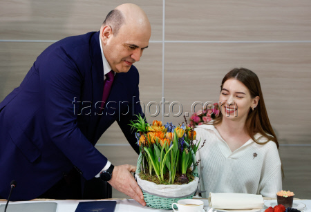 Russia's PM Mishustin at Podosinki greenhouse complex outside Moscow