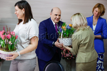Russia's PM Mishustin at Podosinki greenhouse complex outside Moscow